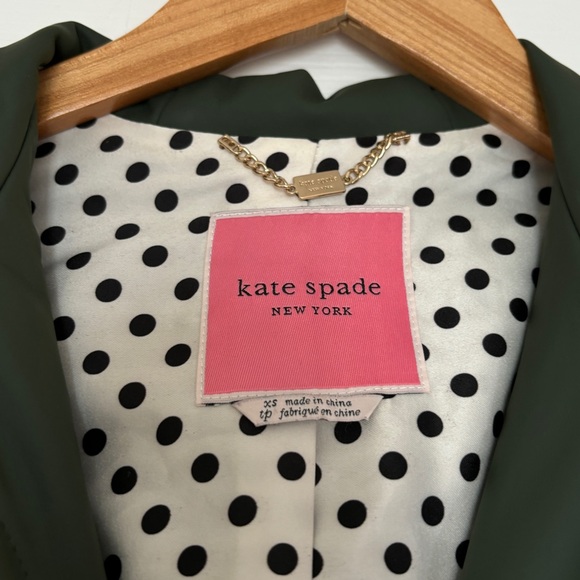 Kate Spade Aladdin Flounce Hem Trench Rain Coat  XS Green - Picture 10 of 12